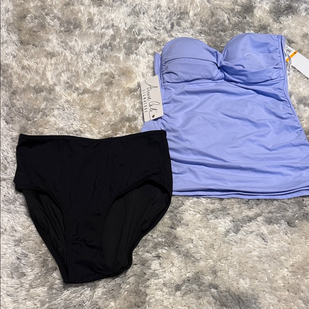 Anne Cole Light Purple and Black Swim Set